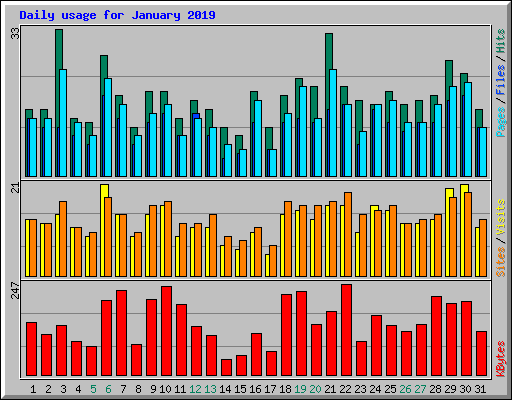 Daily usage for January 2019