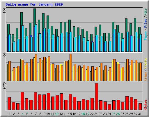 Daily usage for January 2020