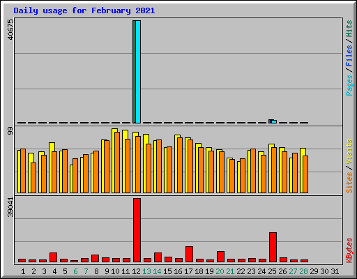 Daily usage for February 2021