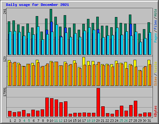 Daily usage for December 2021