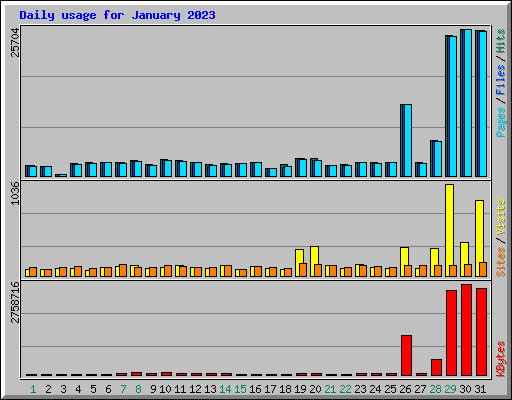 Daily usage for January 2023