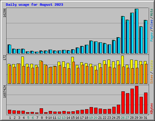 Daily usage for August 2023