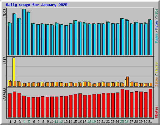 Daily usage for January 2025