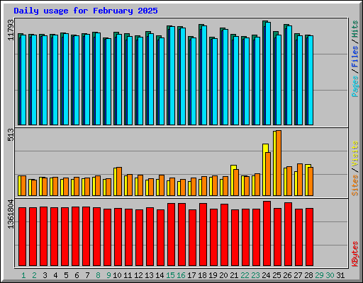 Daily usage for February 2025