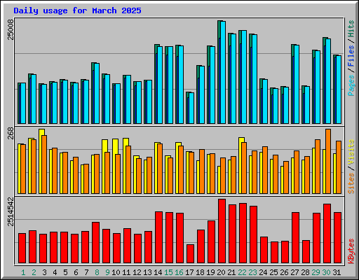 Daily usage for March 2025