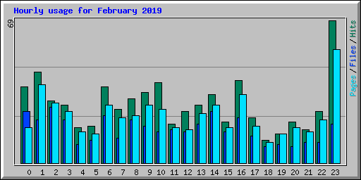 Hourly usage for February 2019
