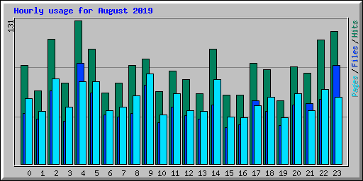 Hourly usage for August 2019