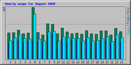 Hourly usage for August 2020